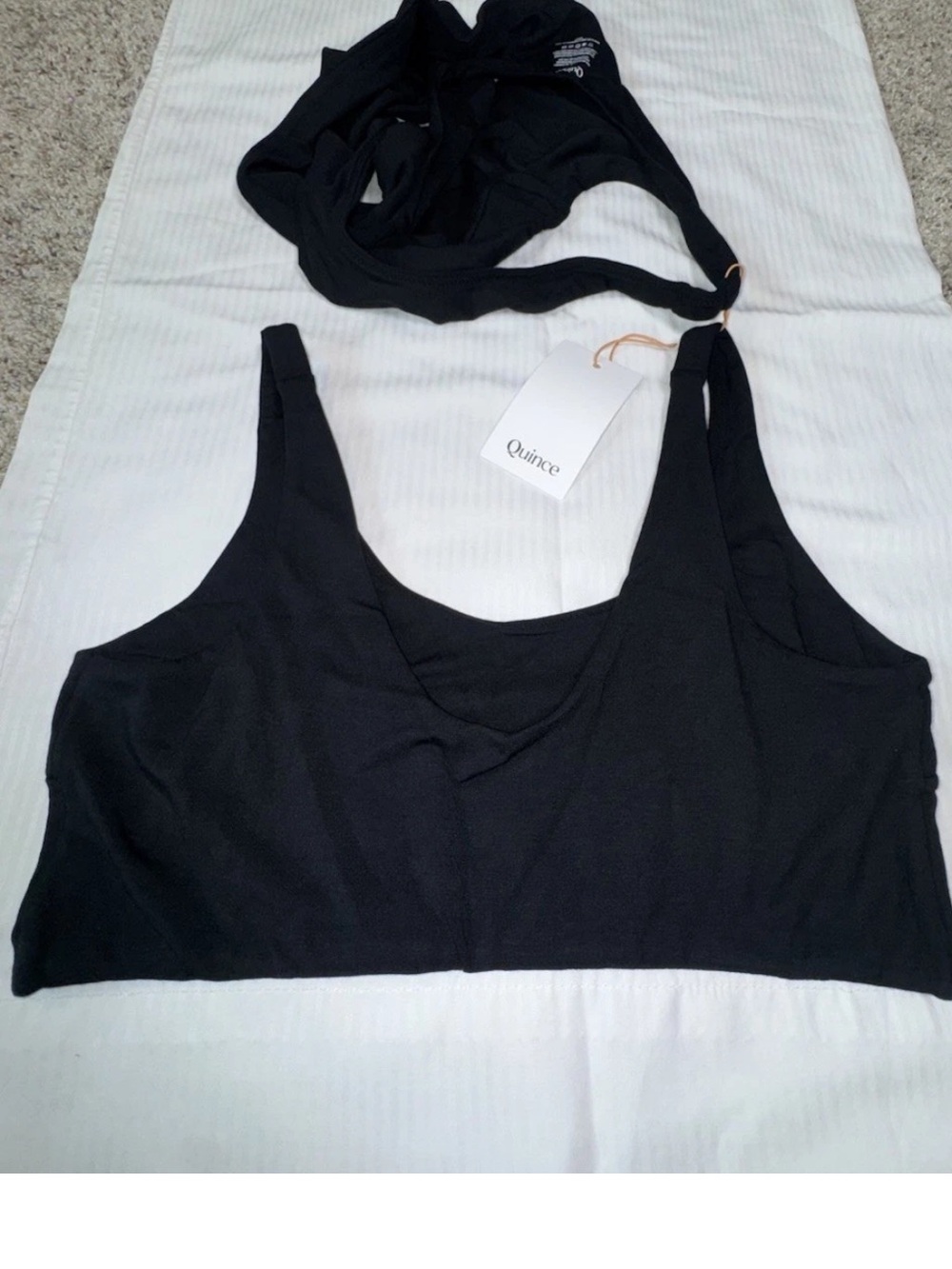 Quince Micromodal Ruched Bralette 2 Pack Black Size L NWT Wireless Stretch - Picture 7 of 8
